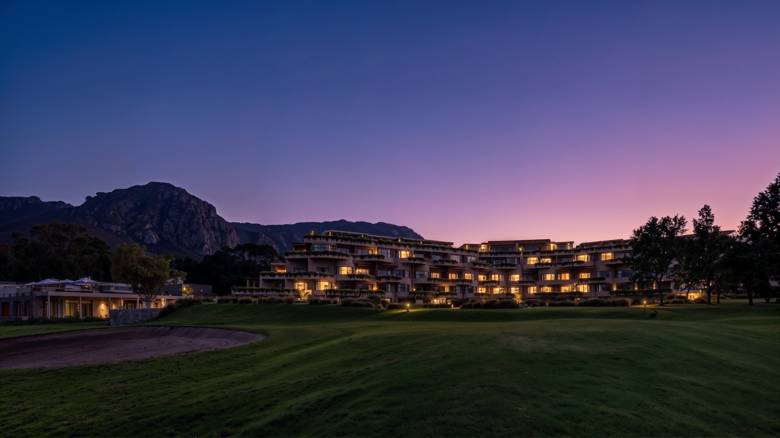 The Lakes lifestyle estate at dusk