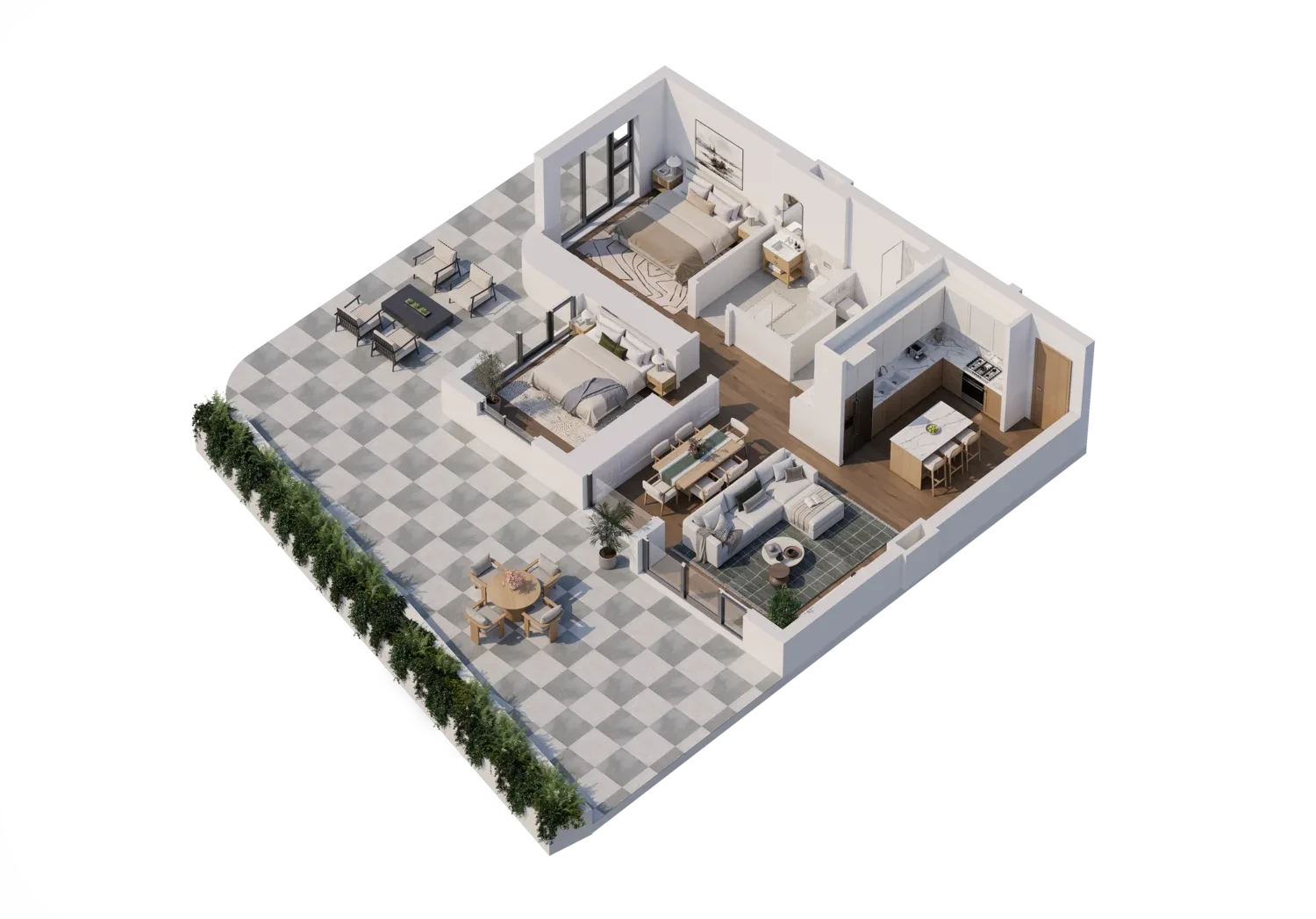 The demo development: axonometric plans