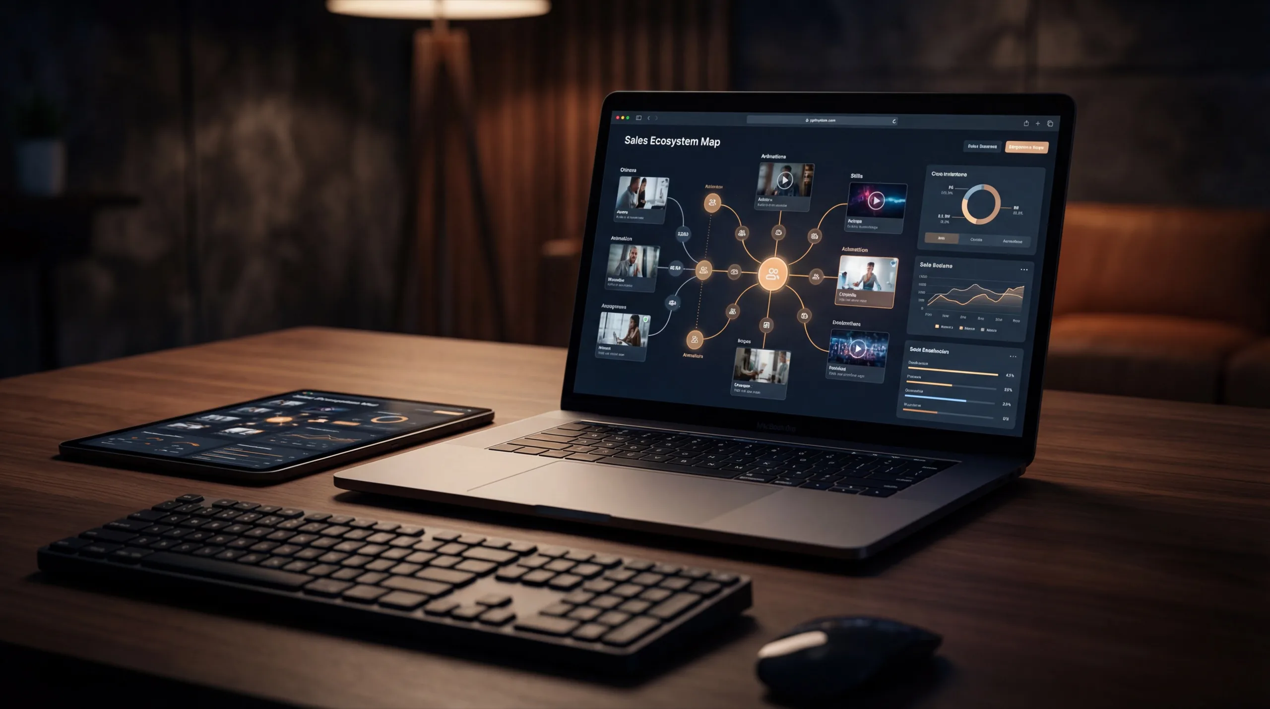 Sales ecosystem platform - unified branded hub showcasing 360-degree interactive tours, animations, cinemagraphs, and immersive experiences